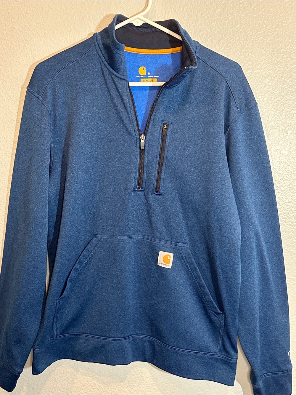 Carhartt Men’s M Relaxed Fit Blue Quarter Zip Pullover Sweatshirt